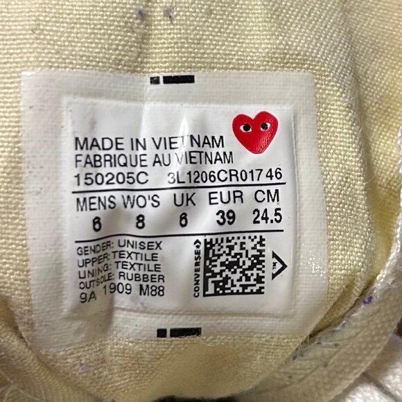 Womens Converse Chuck Taylor Commes des Garcons White Red All Star Sneakers W/8 - Picture 8 of 12